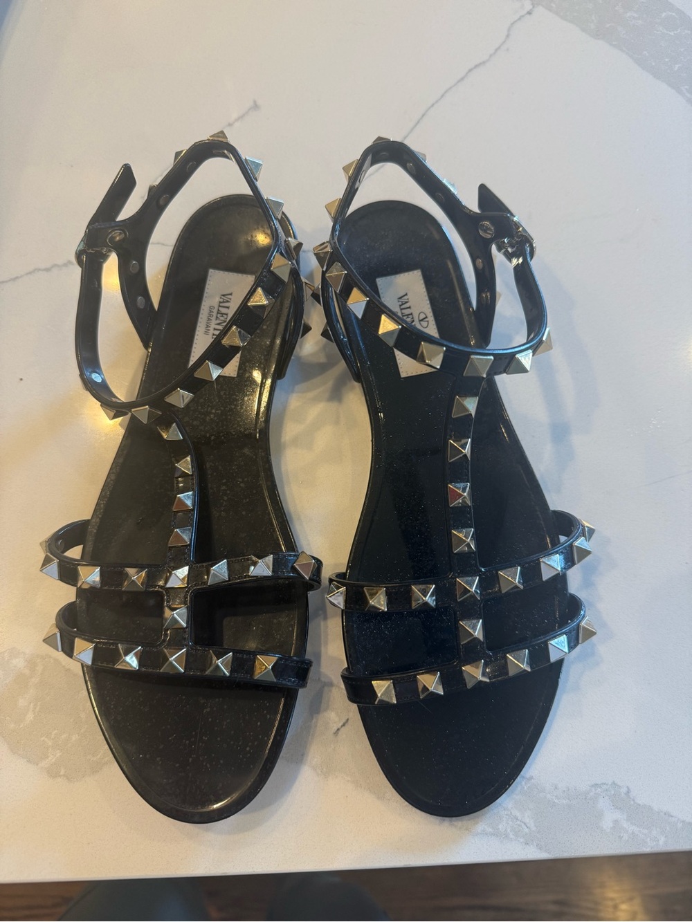 Valentino flat rubber sandals size 7. Great condition!